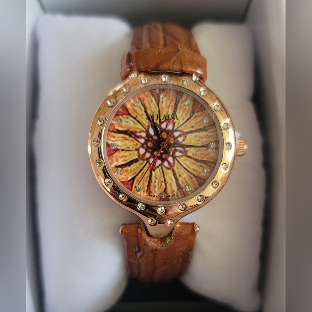 Brown Strada Flower Watch With Austrian Crystals - image 3